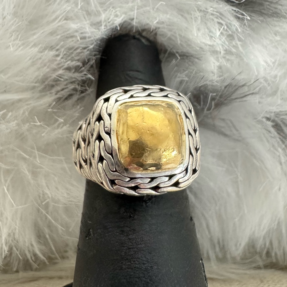 John Hardy Silver Ring with Gold-Tone Center